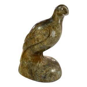 Vintage Hand Carved Soapstone Bird Sculpture Mid Century Modern Decor